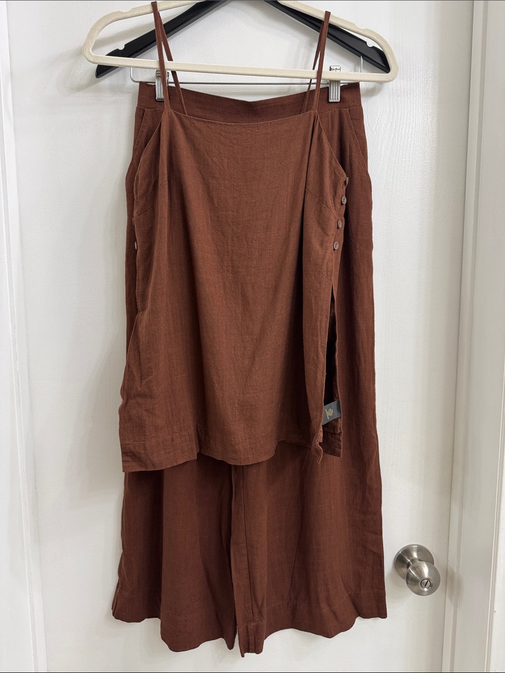 House of Harlow 1960 Linen Two-Piece Pant Set - Rust Brown